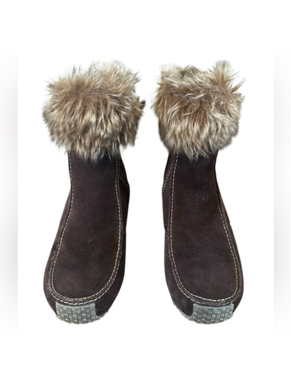 Sporto Boots Womens 9 M Nina Ankle Bootie Suede Fur Trim Casual Comfort